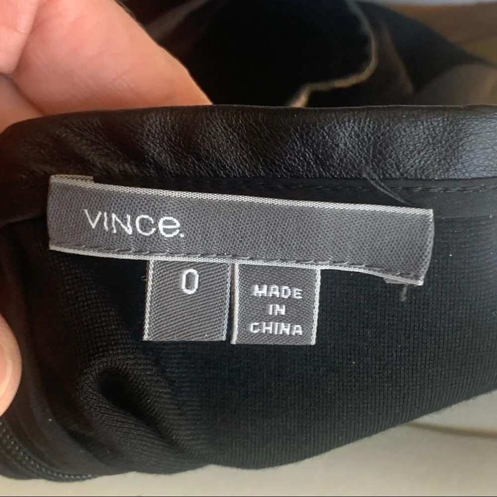 VINCE Black Ponte Knit Pencil Skirt Stretch Size 0
